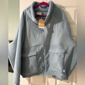 Blogilates Bonfire Fleece Jacket Baby Blue Size 2X NWT